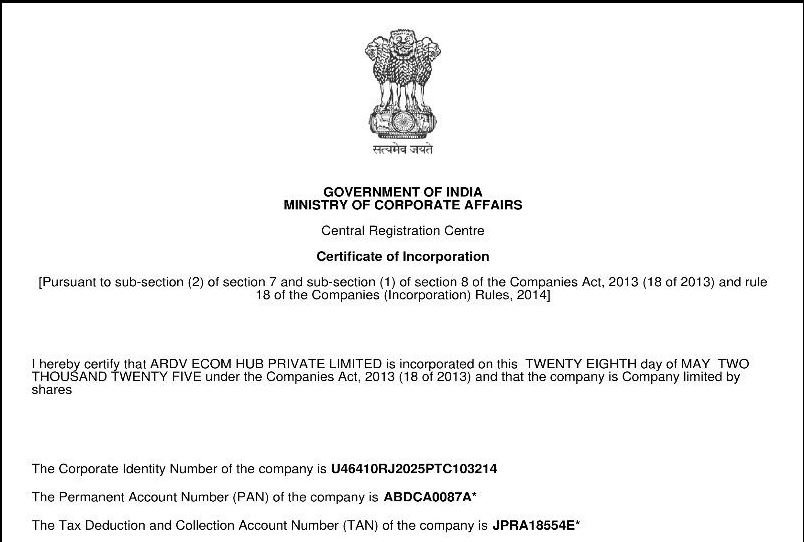 Certificate of Incorporation